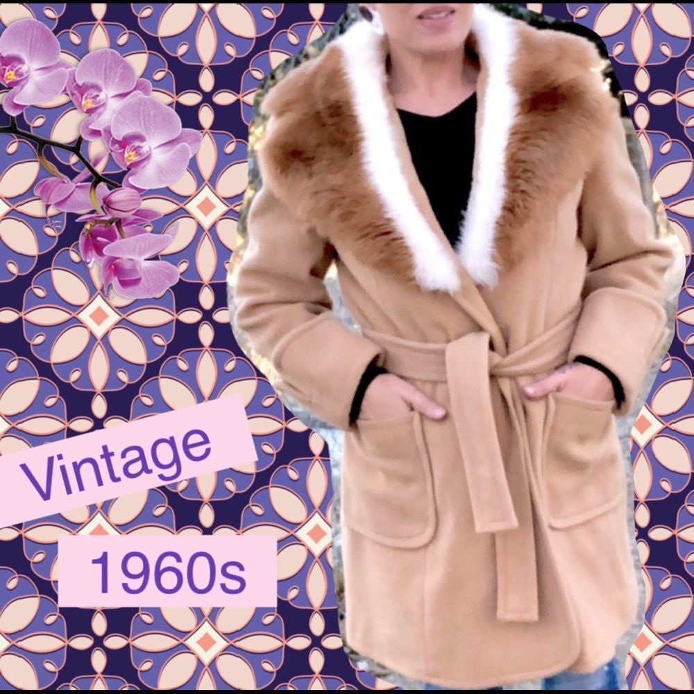 Stunning Vintage Ladies Coat Jackie Kennedy Style Faux Fox Fur Penny Lane - Picture 3 of 15